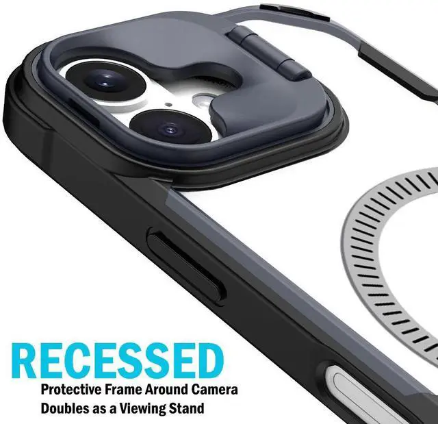 Alt view image 6 of 6 - Camera Stand Case for iPhone 16 - Compatible with MagSafe - Hale Navy/Black