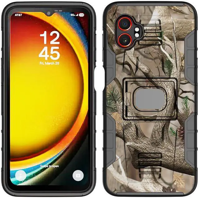Alt view image 2 of 7 - Rugged Case with Stand Ring Grip for Samsung Galaxy XCover 7 Pro Phone - Camo