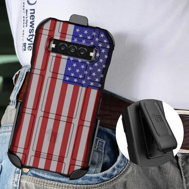 Alt view image 7 of 7 - Special Ops Rugged Case and Belt Clip for Kyocera DuraForce Pro 3 - USA Flag