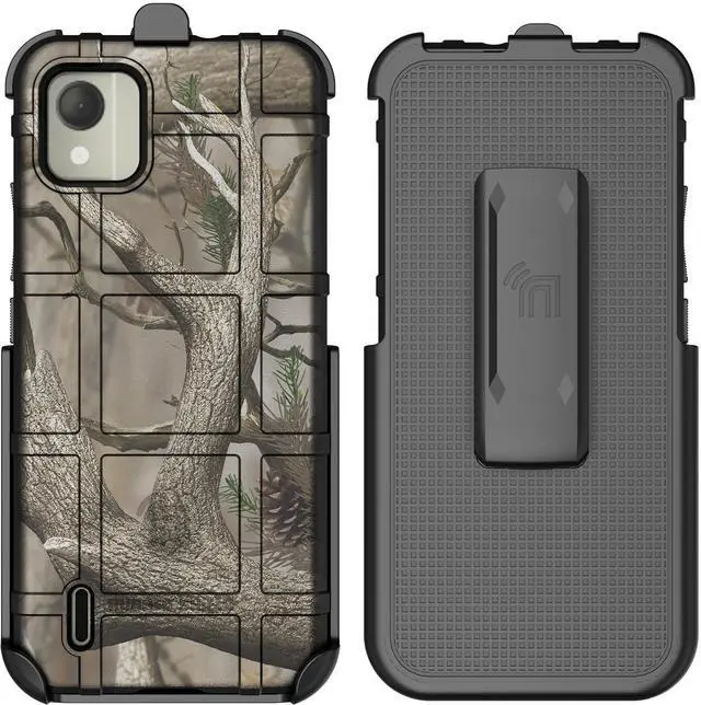 Alt view image 2 of 7 - Special Ops Rugged Case and Belt Clip Holster for Nokia C110 Phone - Camo Tree