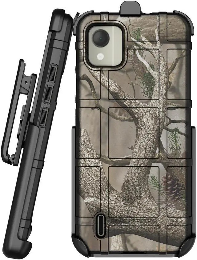 Alt view image 6 of 7 - Special Ops Rugged Case and Belt Clip Holster for Nokia C110 Phone - Camo Tree