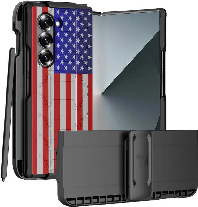 Main image of Case and Belt Clip with S Pen Holder for Samsung Galaxy Z Fold 6 - USA Flag