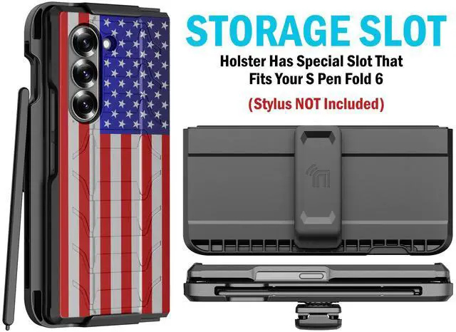 Alt view image 5 of 7 - Case and Belt Clip with S Pen Holder for Samsung Galaxy Z Fold 6 - USA Flag
