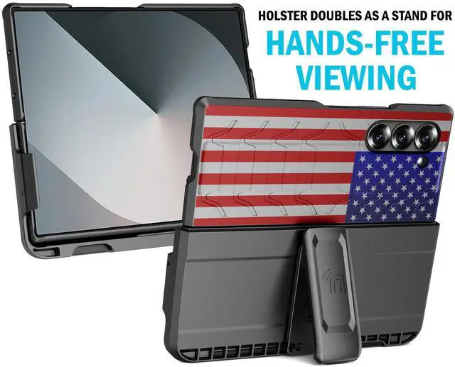 Alt view image 6 of 7 - Case and Belt Clip with S Pen Holder for Samsung Galaxy Z Fold 6 - USA Flag