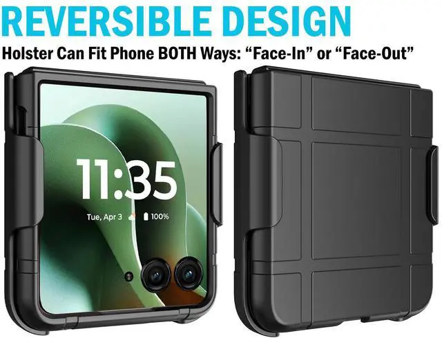 Alt view image 4 of 7 - Hard Case and Belt Clip Holster for Motorola RAZR ULTRA 2025 - Matte Black
