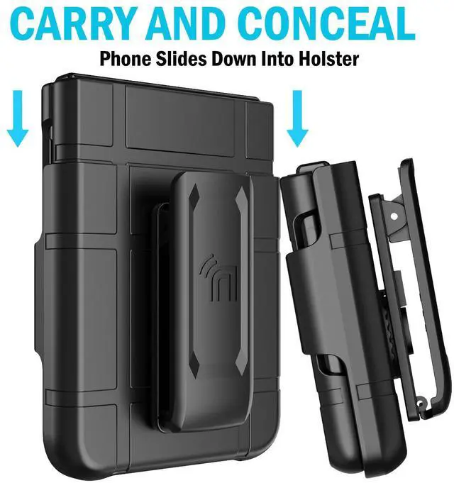 Alt view image 5 of 7 - Hard Case and Belt Clip Holster for Motorola RAZR ULTRA 2025 - Matte Black