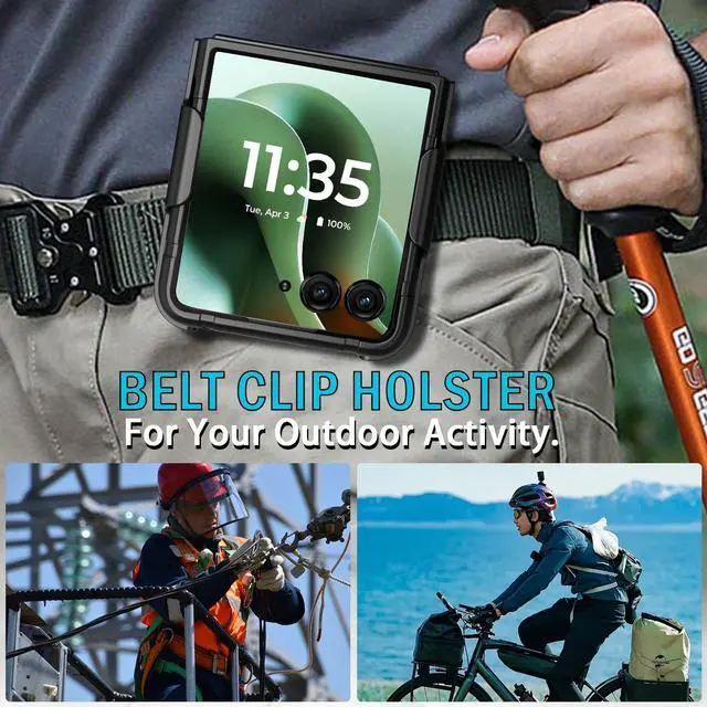 Alt view image 6 of 7 - Hard Case and Belt Clip Holster for Motorola RAZR ULTRA 2025 - Matte Black