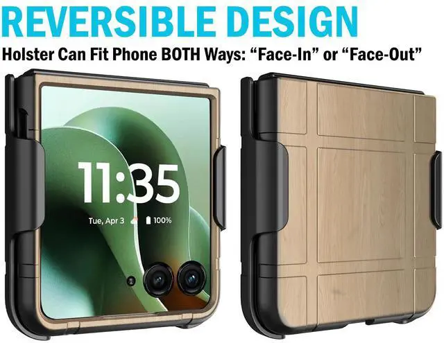 Alt view image 4 of 7 - Hard Case and Belt Clip Holster for Moto RAZR ULTRA 2025 - Woodgrain