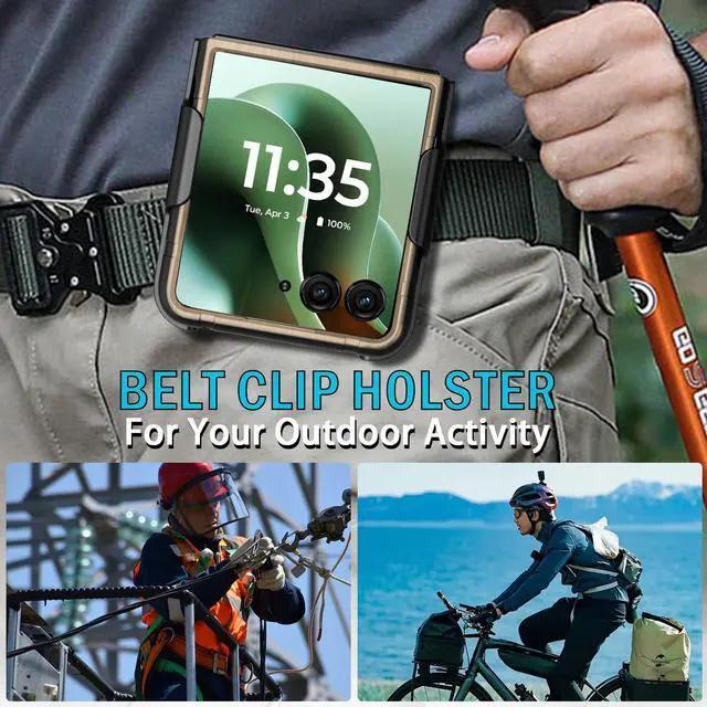 Alt view image 6 of 7 - Hard Case and Belt Clip Holster for Moto RAZR ULTRA 2025 - Woodgrain