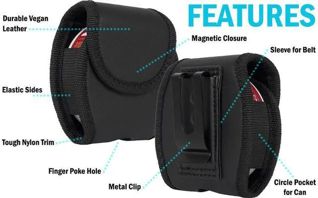 Alt view image 6 of 7 - Black Leather Dip Clip Case Belt Harness Pouch for Copenhagen / Skoal Chew Can