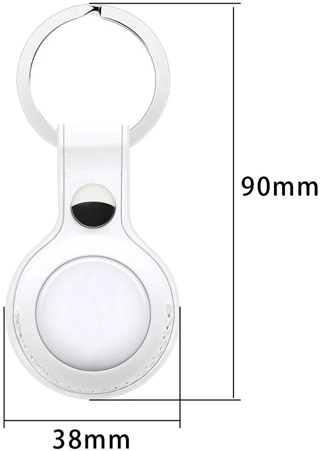 Alt view image 4 of 7 - White Vegan Leather Skin Case Cover with Keychain Ring Holder for Apple Airtags