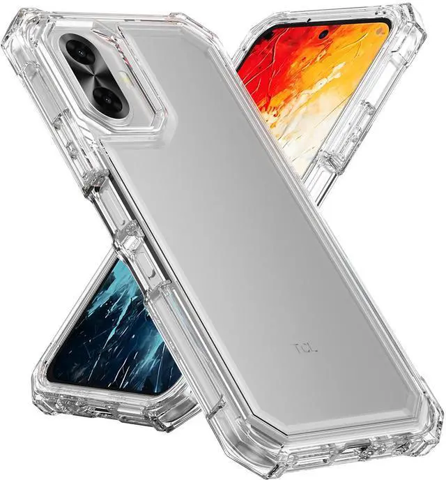 Alt view image 2 of 7 - Hybrid Case Anti-Shock Cover for TCL K70 5G Phone - Clear