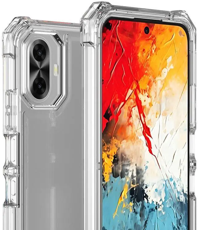 Alt view image 3 of 7 - Hybrid Case Anti-Shock Cover for TCL K70 5G Phone - Clear