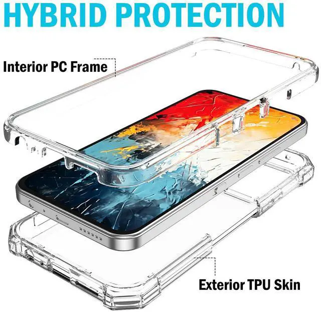 Alt view image 4 of 7 - Hybrid Case Anti-Shock Cover for TCL K70 5G Phone - Clear