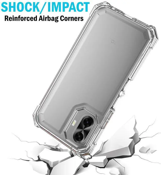 Alt view image 6 of 7 - Hybrid Case Anti-Shock Cover for TCL K70 5G Phone - Clear