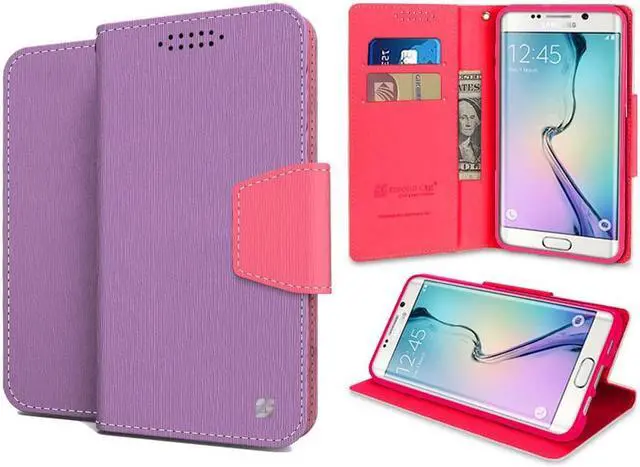 Main image of PURPLE/PINK INFOLIO WALLET CREDIT CARD ID CASE FOR SAMSUNG GALAXY S6 EDGE PLUS +
