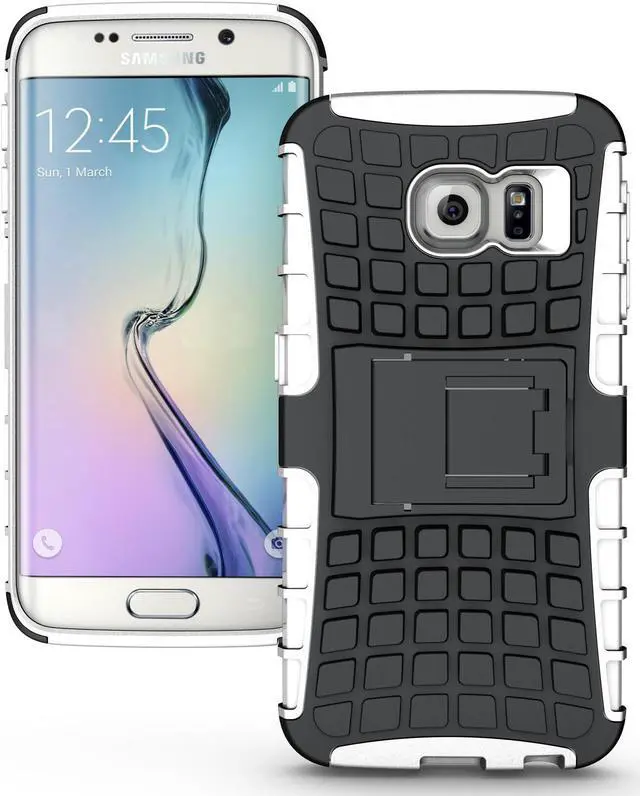 Main image of WHITE GRENADE GRIP SKIN HARD CASE COVER STAND FOR SAMSUNG GALAXY S6 EDGE SM-G925