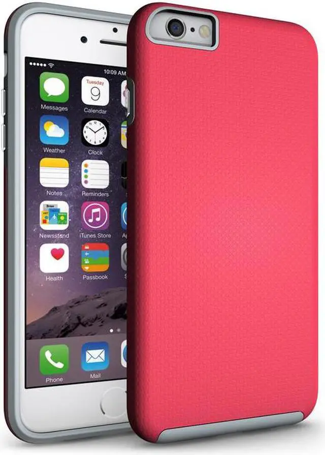 Main image of ANTI-SLIP PINK TEXTURED GRIP SOFT SKIN HARD CASE COVER FOR APPLE iPHONE 6 / 6s