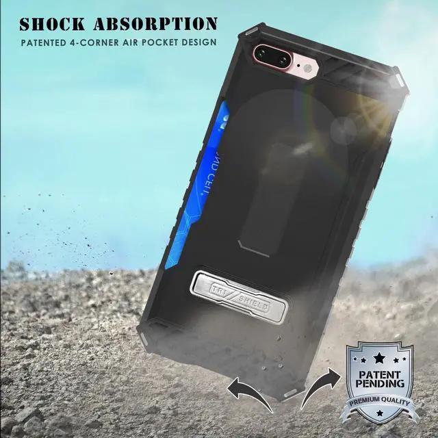 Alt view image 6 of 7 - BLACK TRI-SHIELD RUGGED CASE + BELT CLIP HOLSTER STRAP STAND FOR iPHONE 7/8 PLUS