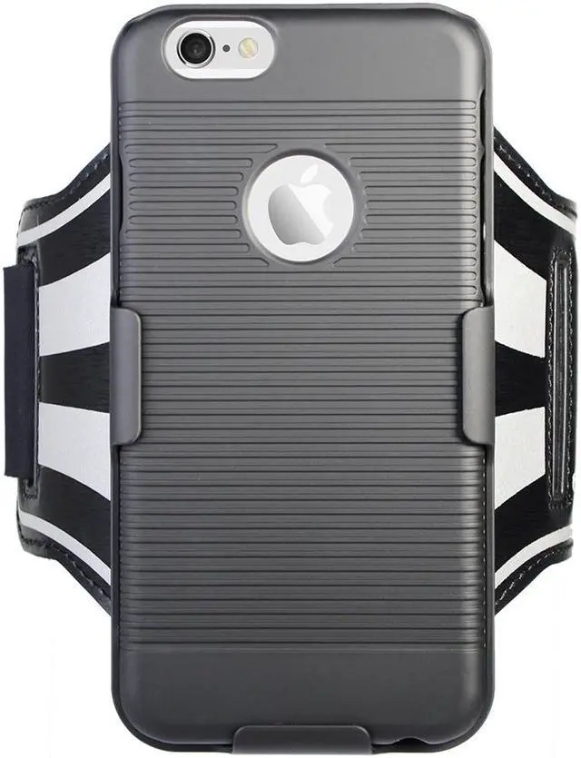 Alt view image 2 of 7 - BLACK CASE COVER + ARMBAND STRAP COMBO ROTATING/REFLECTIVE FOR iPHONE 6/6s PLUS