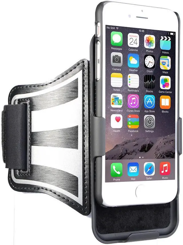 Alt view image 5 of 7 - BLACK CASE COVER + ARMBAND STRAP COMBO ROTATING/REFLECTIVE FOR iPHONE 6/6s PLUS