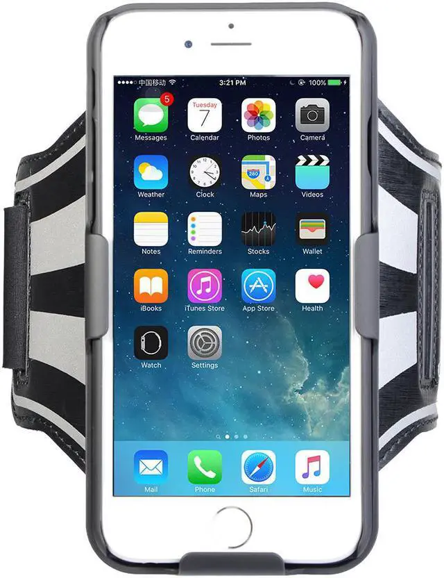 Alt view image 6 of 7 - BLACK CASE COVER + ARMBAND STRAP COMBO ROTATING/REFLECTIVE FOR iPHONE 6/6s PLUS