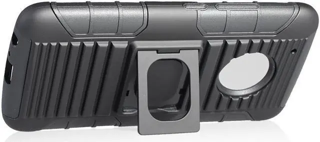 Alt view image 3 of 7 - BLACK RUGGED GRIP CASE COVER + BELT CLIP HOLSTER STAND FOR MOTOROLA MOTO G5 PLUS