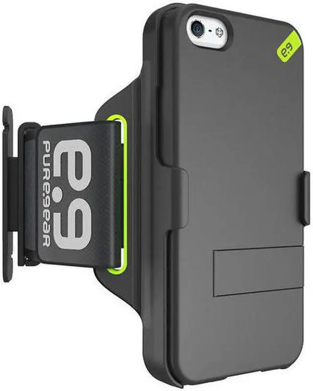 Alt view image 4 of 9 - PUREGEAR HIP SPORTS BLACK/LIME ARMBAND + CASE STAND FOR iPHONE 5 5s SE (2016)