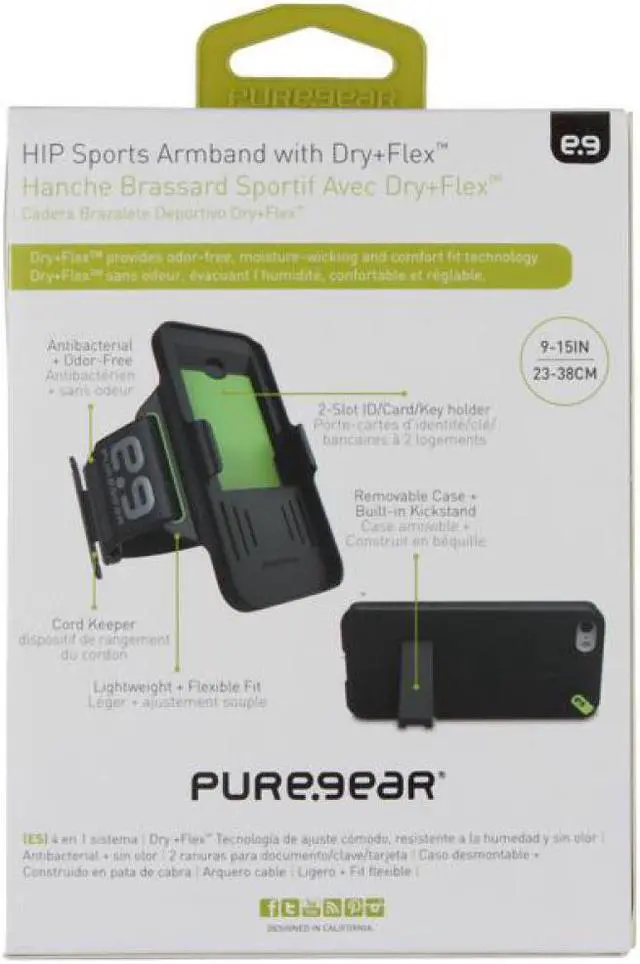 Alt view image 9 of 9 - PUREGEAR HIP SPORTS BLACK/LIME ARMBAND + CASE STAND FOR iPHONE 5 5s SE (2016)