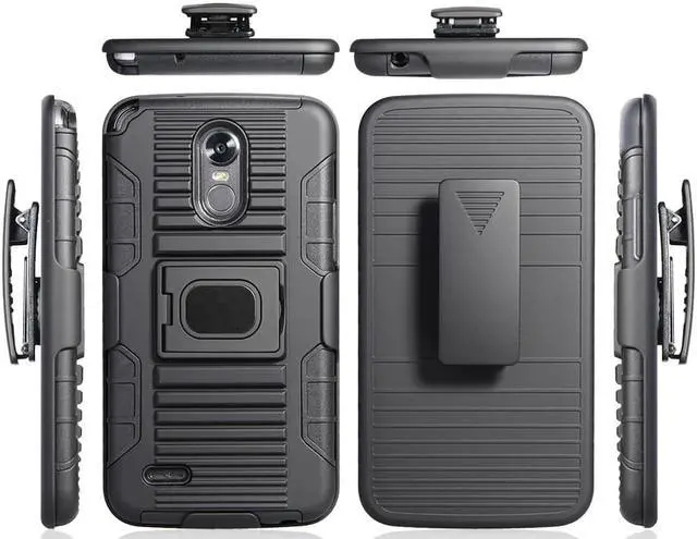 Main image of BLACK MAGNET GRIP CASE + BELT CLIP HOLSTER KICKSTAND FOR LG STYLO 3 STYLUS-3