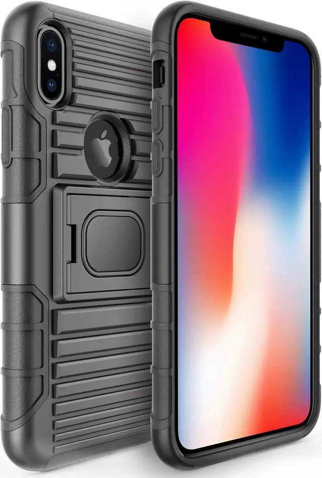 Alt view image 2 of 7 - BLACK MAGNET GRIP CASE + BELT CLIP HOLSTER STAND FOR APPLE iPHONE X / 10