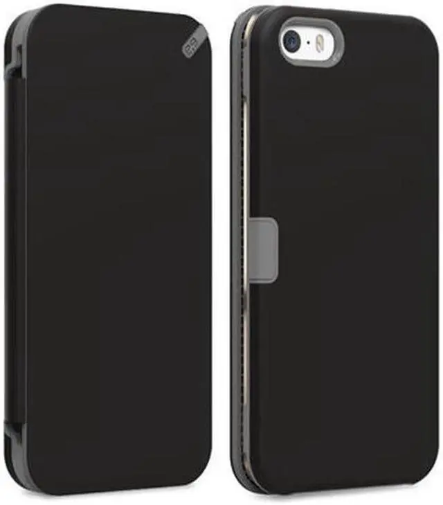 Main image of PUREGEAR BLACK FOLIO WALLET CASE COVER CARD SLOT STAND FOR iPHONE 5 5s SE (2016)
