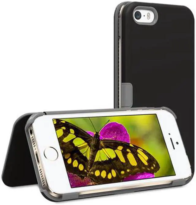 Alt view image 3 of 6 - PUREGEAR BLACK FOLIO WALLET CASE COVER CARD SLOT STAND FOR iPHONE 5 5s SE (2016)