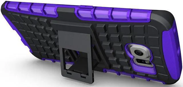 Alt view image 4 of 4 - PURPLE GRENADE GRIP TPU SKIN HARD CASE COVER STAND FOR SAMSUNG GALAXY S6 EDGE