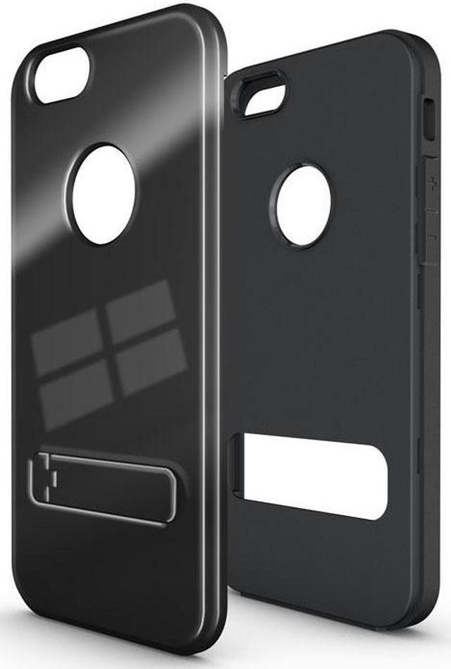 Alt view image 4 of 6 - BLACK SLIM TOUGH SHIELD GLOSSY ARMOR HYBRID CASE COVER SKIN FOR iPHONE 6 (4.7")