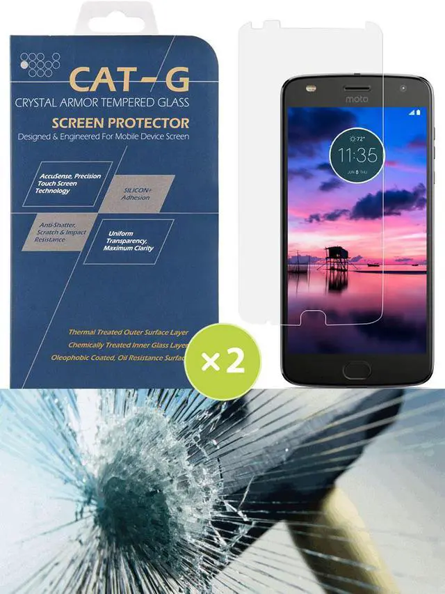 Main image of 2X CLEAR HARD TEMPERED GLASS SCREEN PROTECTOR SAVER FOR MOTOROLA MOTO Z2 PLAY