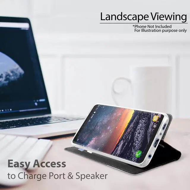 Alt view image 4 of 6 - BLACK WALLET CREDIT CARD SLOT CASE + LANYARD FOR SAMSUNG GALAXY S9 Plus, S9+