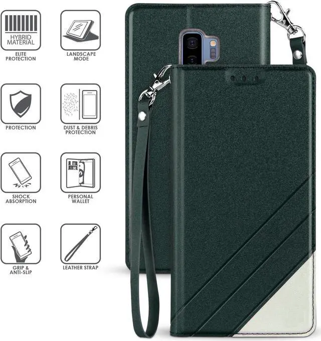 Alt view image 2 of 6 - BLACK WALLET CREDIT CARD SLOT CASE + LANYARD FOR SAMSUNG GALAXY S9 Plus, S9+