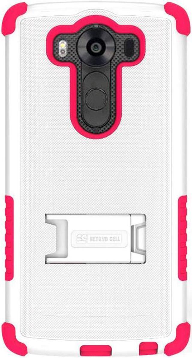 Alt view image 4 of 5 - WHITE PINK TRI-SHIELD SOFT RUBBER SKIN HARD CASE COVER STAND FOR LG V10 PHONE