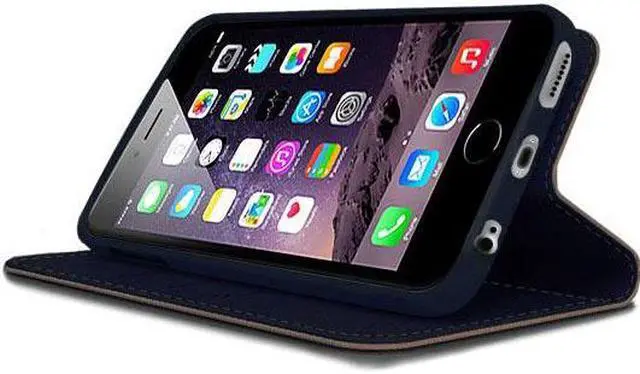 Alt view image 3 of 5 - BROWN NAVY INFOLIO WALLET CREDIT CARD ID CASH CASE STAND FOR APPLE iPHONE 6 4.7"