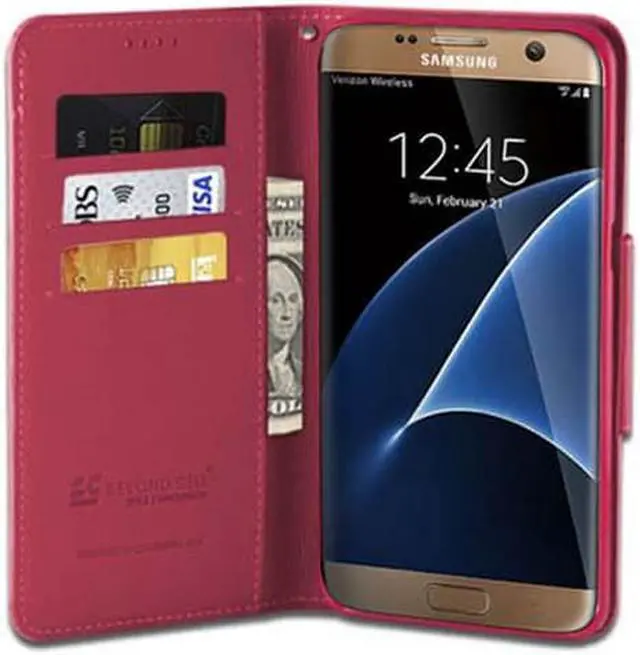 Alt view image 3 of 5 - WHITE PINK INFOLIO WALLET CREDIT CARD CASH CASE STAND FOR SAMSUNG GALAXY S7 EDGE