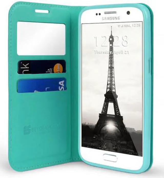 Alt view image 3 of 5 - MINT GREEN WINDOW WALLET CREDIT ID CARD CASE STAND FOR SAMSUNG GALAXY S7 EDGE