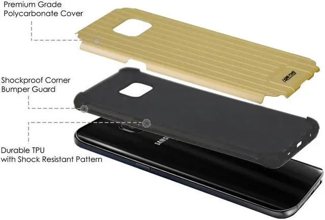 Alt view image 3 of 4 - GOLD MATTE METALLIC SLIM DUO-SHIELD CASE COVER FOR SAMSUNG GALAXY S6 EDGE PLUS +