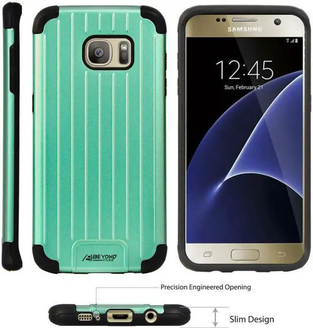 Alt view image 2 of 3 - MINT MATTE SLIM DUO-SHIELD CASE RIBBED RUGGED COVER FOR SAMSUNG GALAXY S7 EDGE
