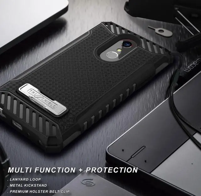 Alt view image 4 of 6 - Tri-Shield Black Case Cover Stand + Belt Clip Holster for LG Q Stylus, Stylo 4