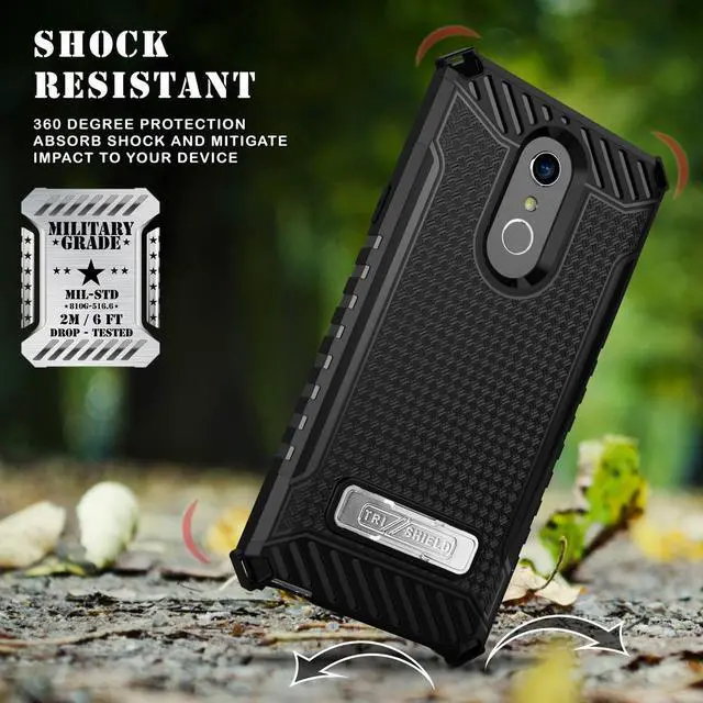 Alt view image 3 of 6 - Tri-Shield Black Case Cover Stand + Belt Clip Holster for LG Q Stylus, Stylo 4