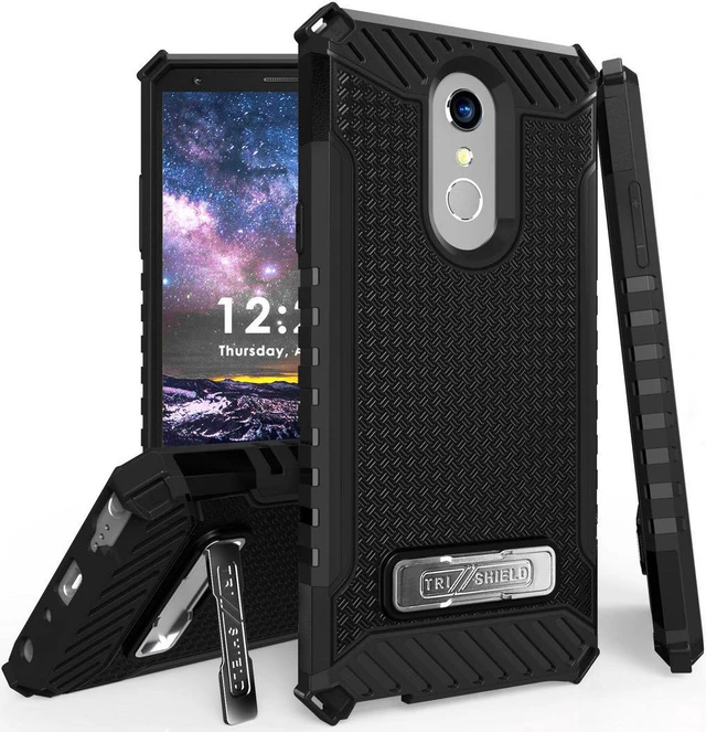STARSHOP Defender Case With Kickstand & Belt Clip For LG K40, K12 Plus, Solo LTE - Includes Tempered Glass Protector