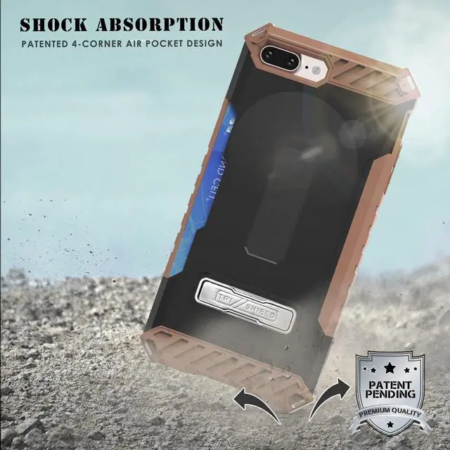 Alt view image 5 of 6 - BROWN CASE KICKSTAND COVER + STRAP + BELT CLIP HOLSTER FOR iPHONE 8 PLUS, 7PLUS