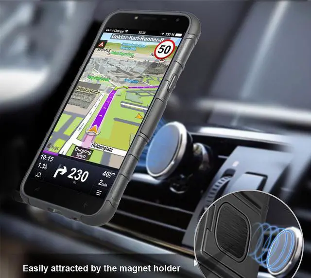 Alt view image 6 of 7 - Black Case + Belt Clip + Magnetic Car Mount for Galaxy J7 Star/Refine/Aero 2018