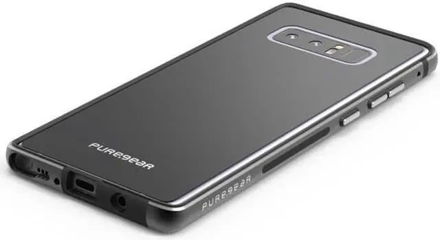 Alt view image 5 of 8 - PureGear Black GlassBak 360 Case Aluminum Bumper Cover for Samsung Galaxy Note 8